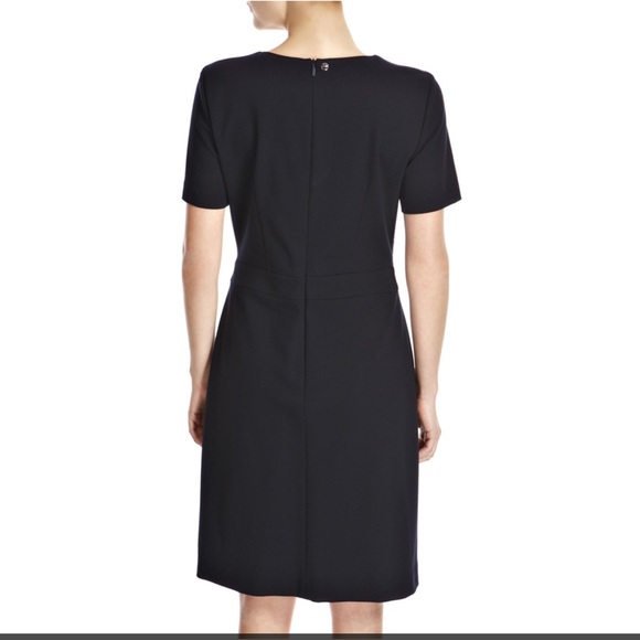 PRICE FIRM BOSS Hugo Boss Size 0 Short Sleeve Navy Haticena Tweed Dress - Picture 3 of 10